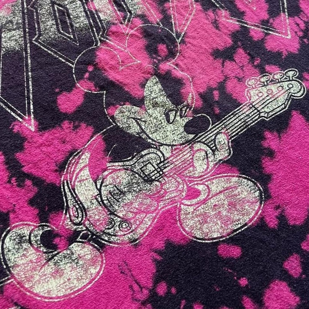 Mickey Mouse Rockin out Black Red Tie dye Disney Band Rock Tshirt Music Guitar